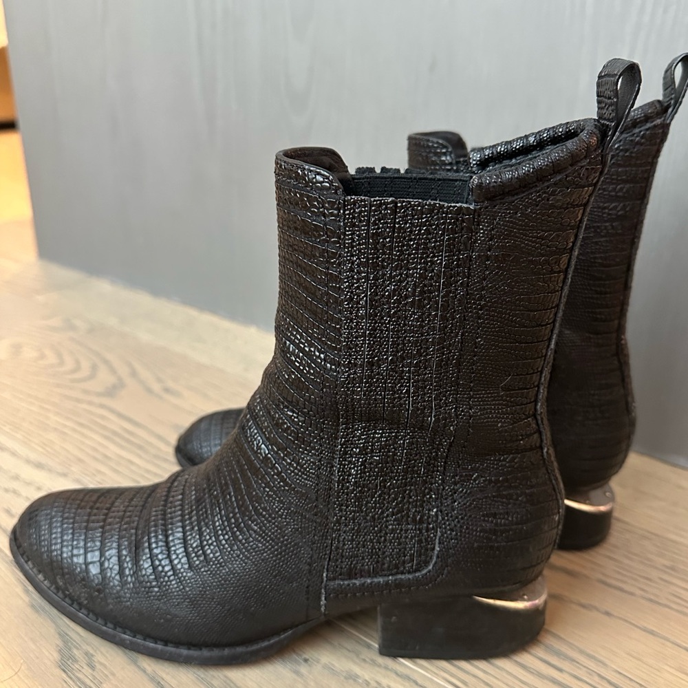 Alexander Wang Anouk Black Lizard Embossed Boot Size 37